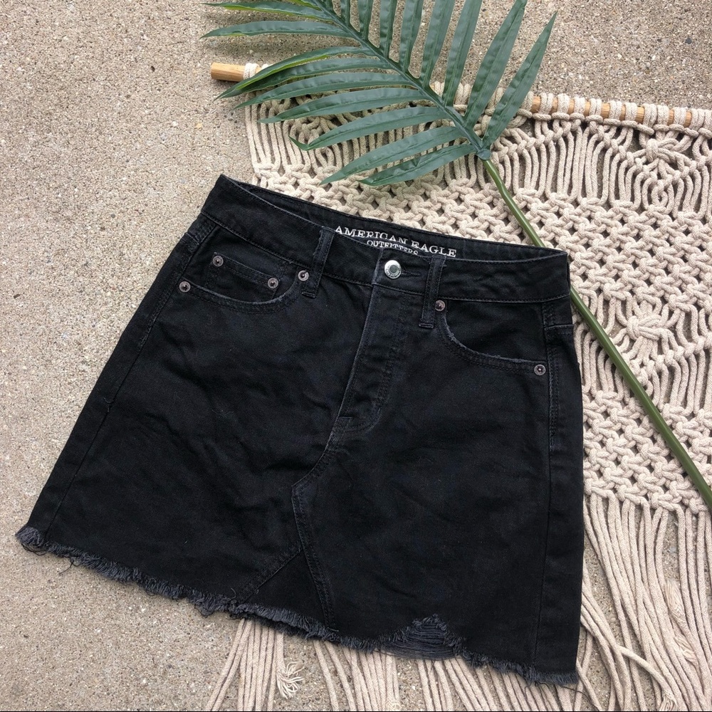 American Eagle Outfitters Black Denim Mini Skirt